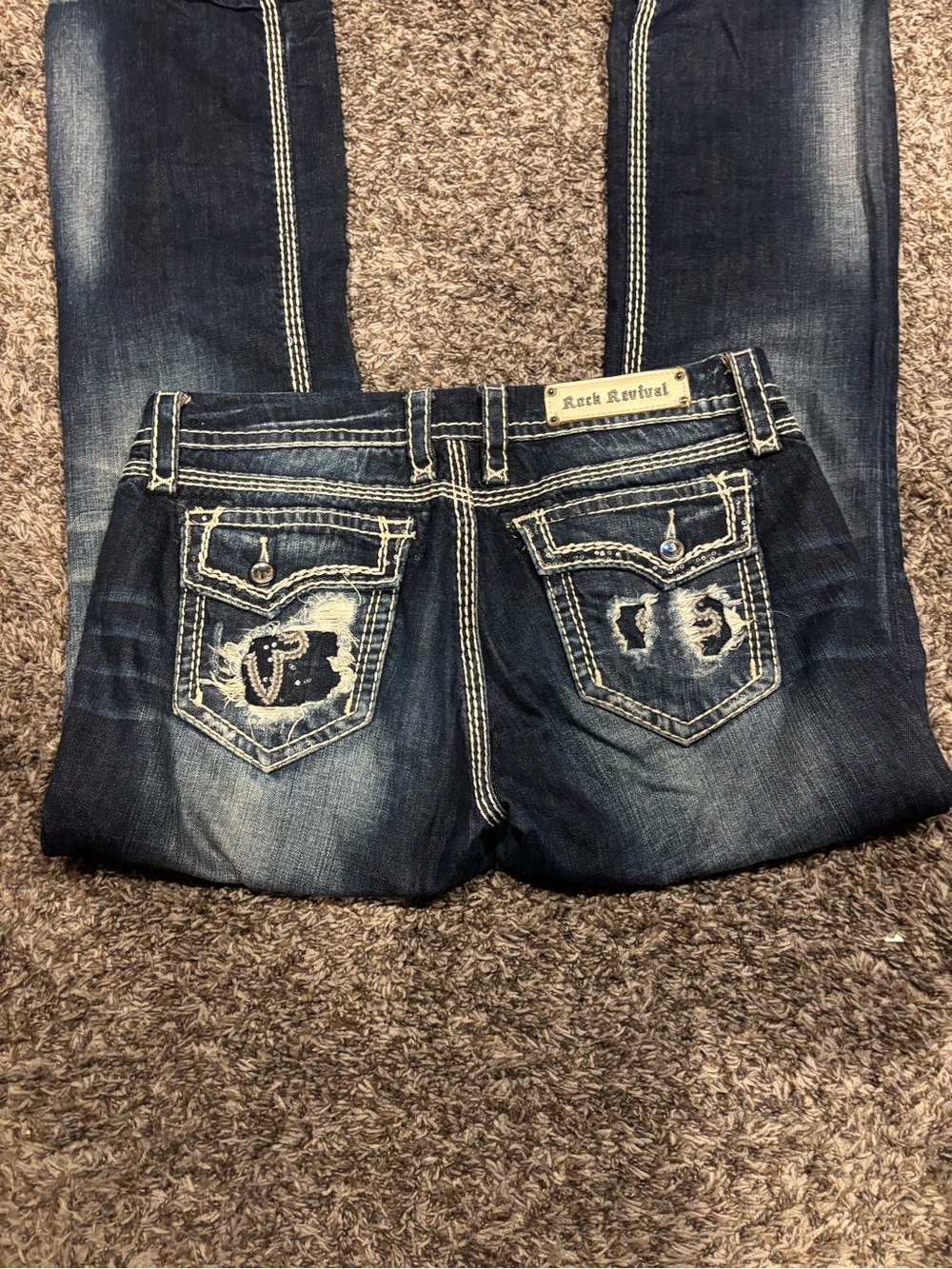 Women’s Rock Revival Koi Boot Distressed Boot Cut Jeans